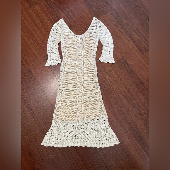 Moda international crochet maxi dress with nude under dress size small - Picture 3 of 6